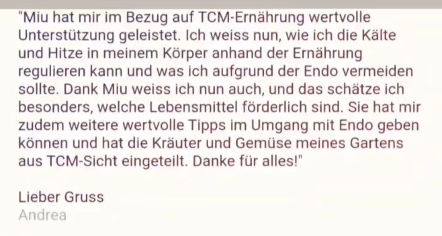 Echte Kundenbewertung nach der TCM-Analyse